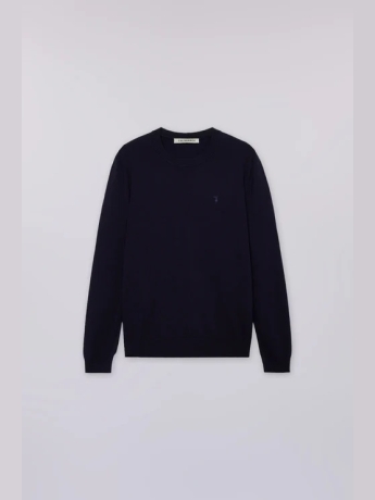 Trussardi Maglia girocollo in viscosa stretch blu scuro