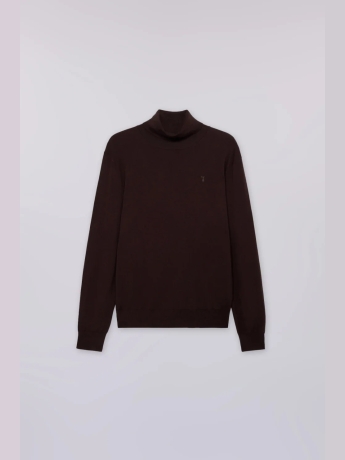 Trussardi Maglia dolcevita in viscosa stretch marrone scuro