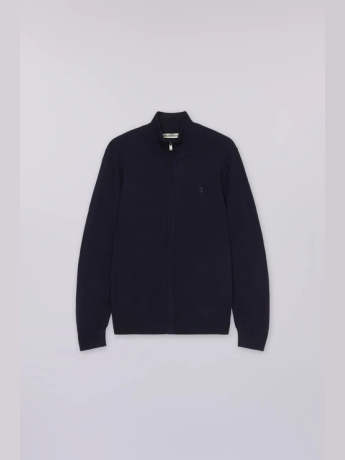 Trussardi Cardigan con zip in viscosa stretch blu scuro