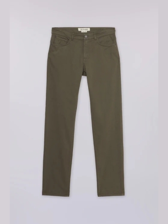 Trussardi 5 tasche 370 Close in gabardina stretch verde militare