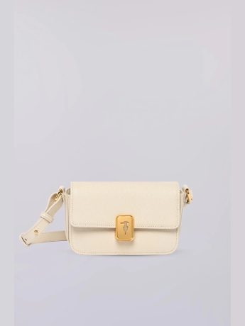 Trussardi Borsa a tracolla Cameo mini in pelle avorio