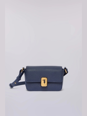 Trussardi Borsa a tracolla Cameo mini in pelle blu