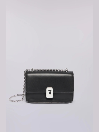 Trussardi Borsa a tracolla Cameo small in pelle nera con catena