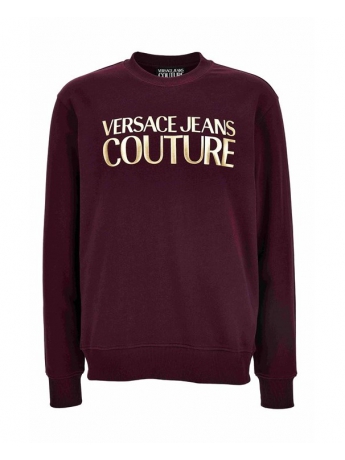 Versace Jeans FELPa in cotone bordeaux con stampa frontale oro