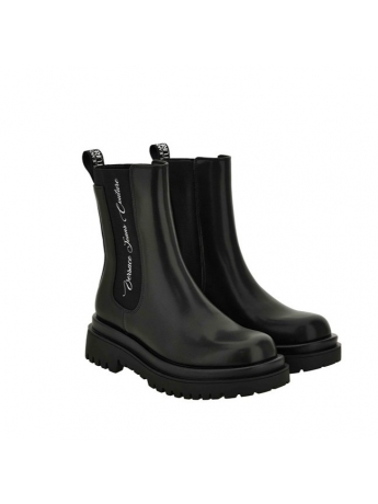 Versace Jeans beatles in ecoppelle nera con elastico logato