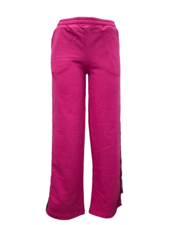 Gcds PANTALONE A ZAMPA KIDS/JUNIOR IN COTONE FUCISA CON LOGO TAPE LATERALE