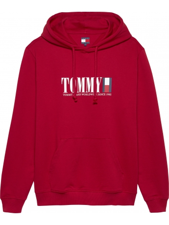Tommy Hilfiger felpa con cappuccio in cotone rosso con logo DNA GRAPHIC