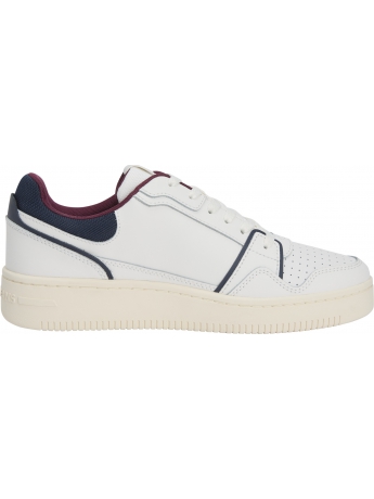 Tommy Hilfiger sneakers RETRO BASKET in pelle bianca con perfili bordeaux