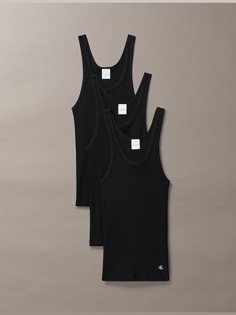 Calvin Klein canotta a coste tri pack in cotone nero