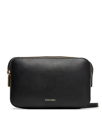 Calvin Klein BORSA CAMERA BAG IN ECOPELLE LISCIA NERA CON TRACOLLA  E LOGO