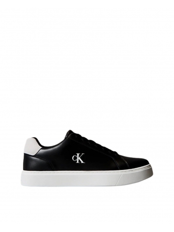 Calvin Klein Sneakers in pelle liscia nera con logo in contrasto e dettaglio in camoscio