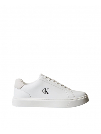 Calvin Klein Sneakers in pelle liscia bianca con logo in contrasto e dettaglio in camoscio