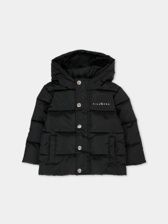 John Richmond GIUBBOTTO PIUMINO INFANT MILLWALL IN NYLON NERO CON LOGO POSTERIORE