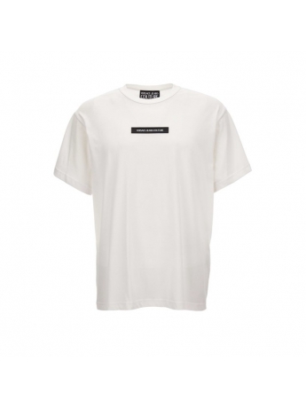 Versace Jeans T-SHIRT IN COTONE BIANCO CON PATCH IN RASO LOGO