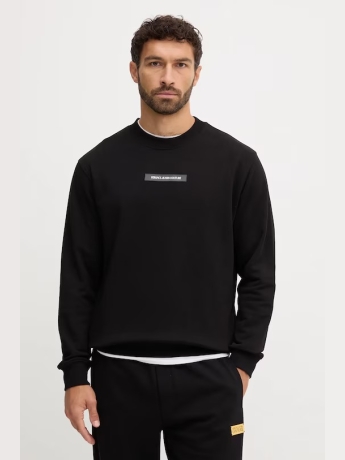 Versace Jeans FELPA IN COTONE FELPATO NERO CON PATCH LOGO FRONTALE