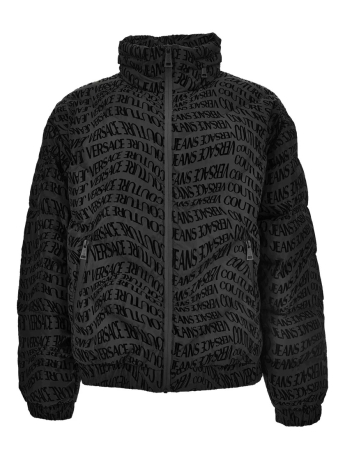 Versace Jeans GIUBBOTTO PIUMINO TRAPUNTATO CON STAMPA LOGO ALL OVER NERO