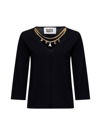 Sil Maglia SANKE   con catena decorativa NERO