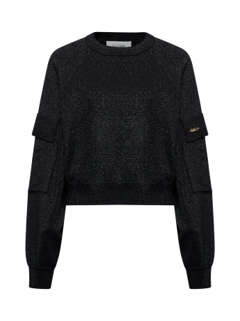 Sil Maglia BANKS  nera con spalla bassa IN LUREX NERO