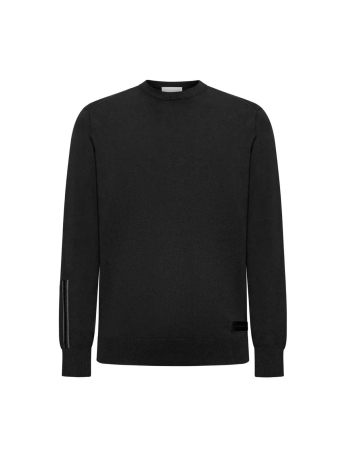 John Richmond MAGLIA CUANZA IN COTONE NERO  CON BANDA LOGO