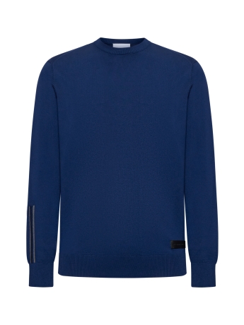 John Richmond MAGLIA CUANZA IN COTONE BLU CHIARO CON BANDA LOGO