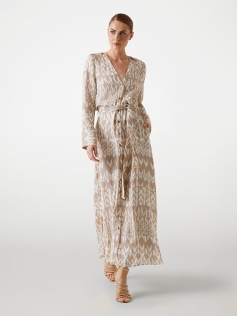 Guess ABIITO BRITNEY  IN VISCOSA CON LOGO ALL OVER BEIGE CHIARO