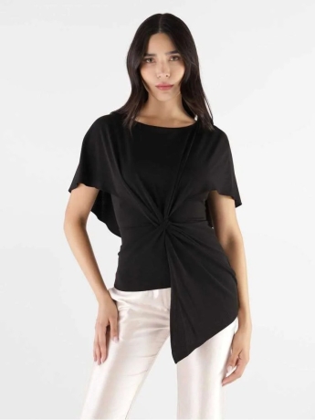 Guess BLUSA SELENA  ASIMMETRICA  IN TESSUTO NERA