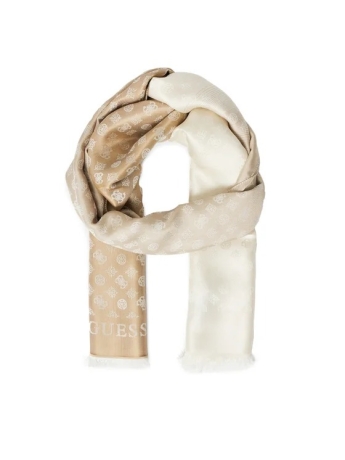 Guess SCIARPA SCIALLE IN VISCOSA BEIGE E LATTE LOGO ALL OVER