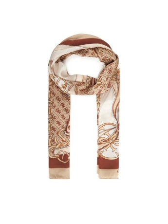 Guess SCIARPA SCIALLE BEIGE SCURO CON STAMPA CATENA