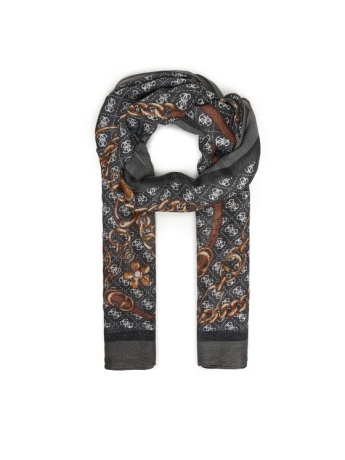 Guess SCIARPA SCIALLE GRIGIO SCURO CON STAMPA CATENA