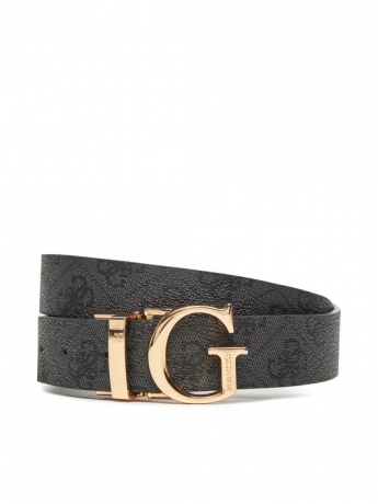 Guess Cintura reversibile in ecopelle nera m logata con fibbia g in metallo oro