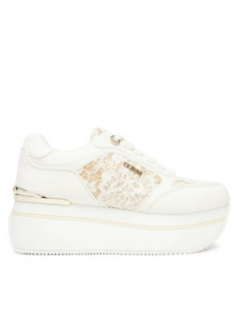 Guess sneakers CAMRIO8 in pelle bianca con dettagli ricami