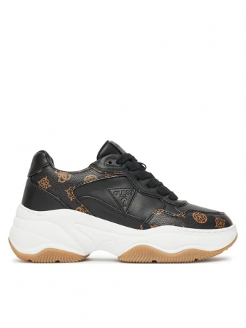 Guess Sneakers  HAPYY3 in ecopelle nera logata e suola bianca