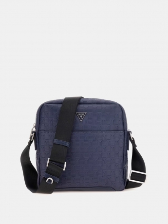 Guess borsa tracolla TORINO ful zip in pelle goffrata  blu