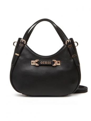 Guess BorseA Lefia PICCOLA A SECCHIELLO IN ECOPELLE LISCIA NERA  CON LOGO