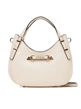 Guess BorseA Lefia PICCOLA A SECCHIELLO IN ECOPELLE LISCIA BEIGE CHIARO CON LOGO