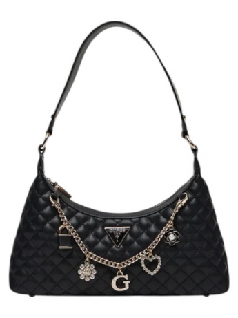 Guess BORSA A TRACOLLA  EVER IN ECOPELLE MATELASSE NERA CON CHARM LOGO