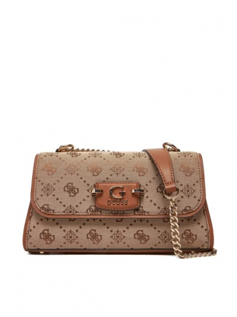 Guess BORSA NEDA HOBO IN ECOPELLE BEIGE SCURO CON LOGO ALL OVER
