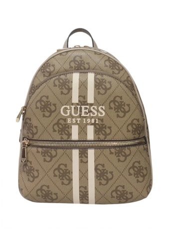 Guess ZAINO MANHATTAN  IN ECOPELLE BEIGE SCURO CON LOGO ALL OVER