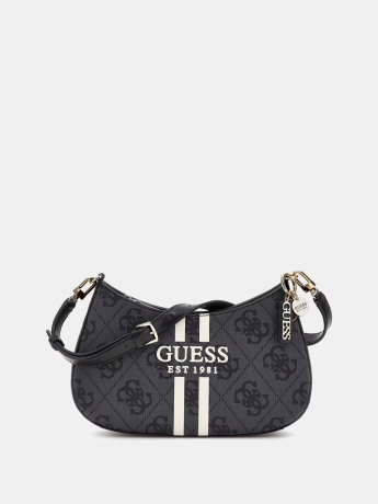 Guess Borsa a spalla Noelle IN ECOPELLE NERA CON  4G logo