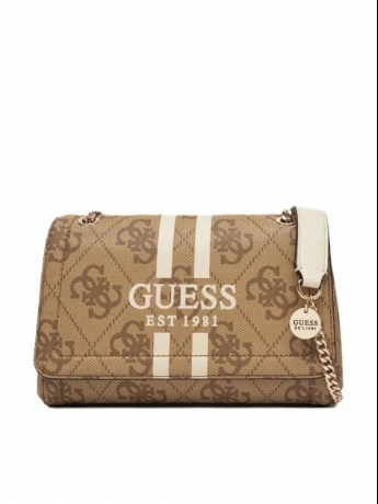 Guess Borsa a tracolla Noelle II in ecopelle BEIGE SCURO CON 4G LOGO