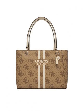 Guess BORSA SHOPPING Tote Noelle IN ECOPELLE BEIGE SCURO CON 4G logo