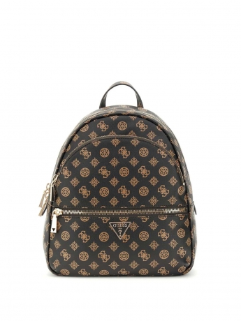Guess ZAINO MANHATTAN  IN ECOPELLE MARRONE CON LOGO ALL OVER