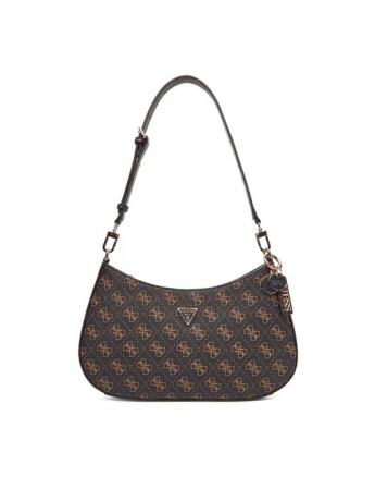 Guess BORSA A SPALLA NOELLE IN ECOPELLE MARRONE CON 4G LOGO