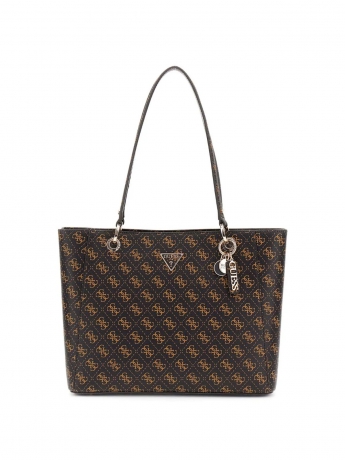 Guess BORSA SHOPPING TOTE IN ECOPELLE MARRONE CON 4G LOGO