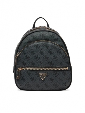 Guess zaino manhattan piccolo in ecopelle nera con logo all over