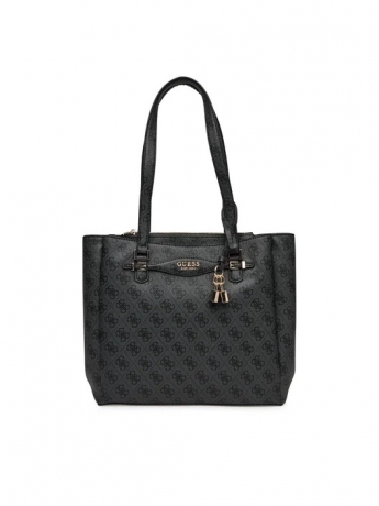 Guess BORSA KATYA SHOPPING IN ECOPELLE NERA CON LOGO ALL OVER