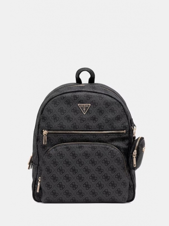 Guess zaino poer play in ecopelle nera con logo all over
