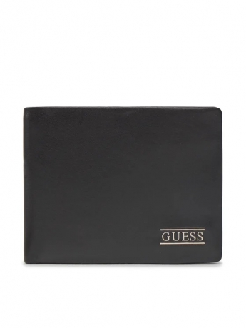 Guess portafoglio NEW BOSTON in pelle liscia nera con logo lettering