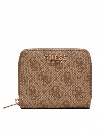 Guess Portafoglio piccolo IN ECOPELLE BEIGE SCURO CON LOGO ALL OVER