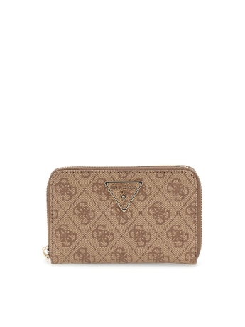 Guess PORTAFOGLIO PICCOLO ZIP AROUND IN ECOPELLE LOGO ALL OVER BEIGE